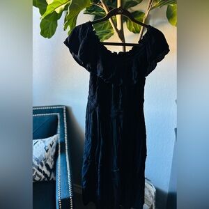 NWT Black Tommy Bahama Women’s Caicos Crinkle Off-The-Shoulder Dress Size Small